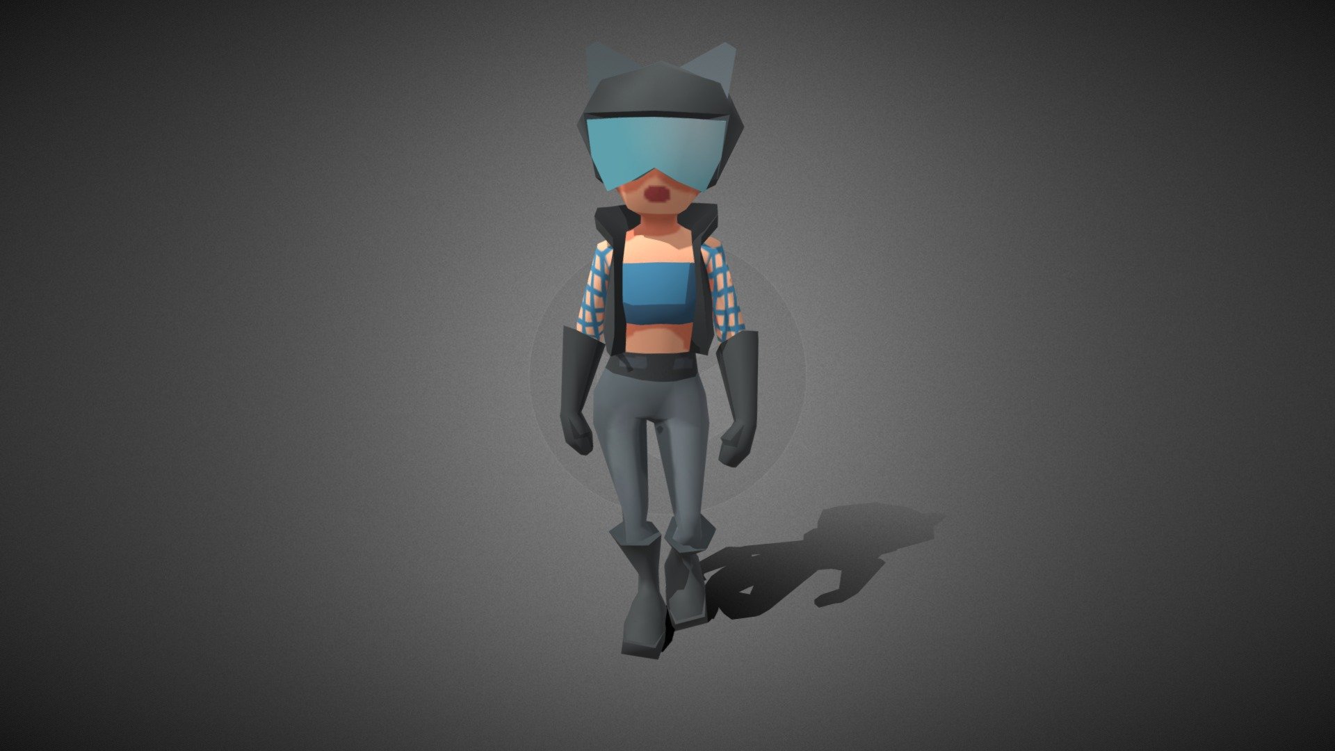 Cool biker girl.
I'm not sure if it will be comfortable for her to quickly ride her bike with those ears on the helmet) - Lowpoly biker girl - 3D model by Sololopenko 3d model