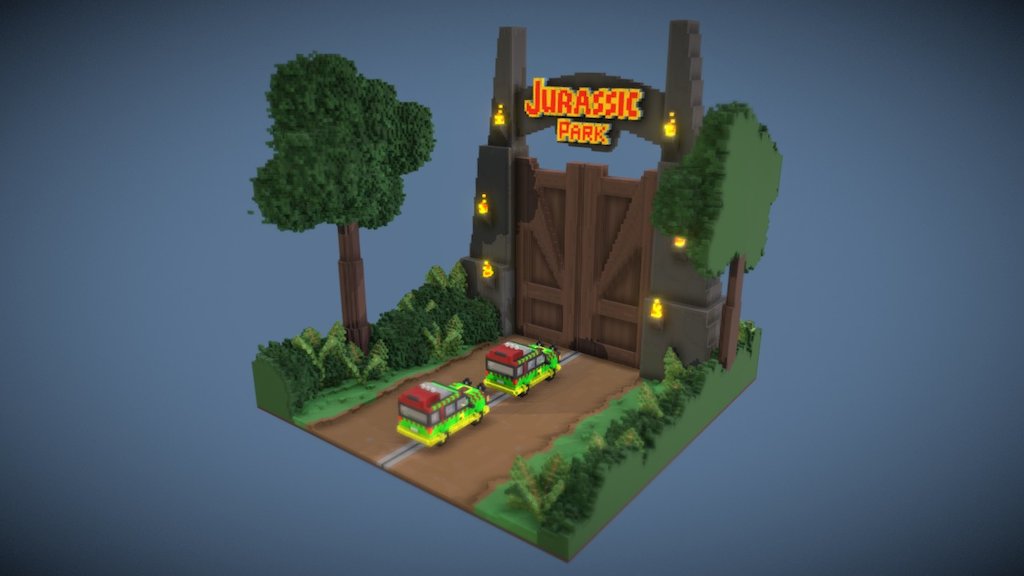 Iconic gate scene from Jurassic park - Jurassic Park - 3D model by Mike.Nicholson 3d model