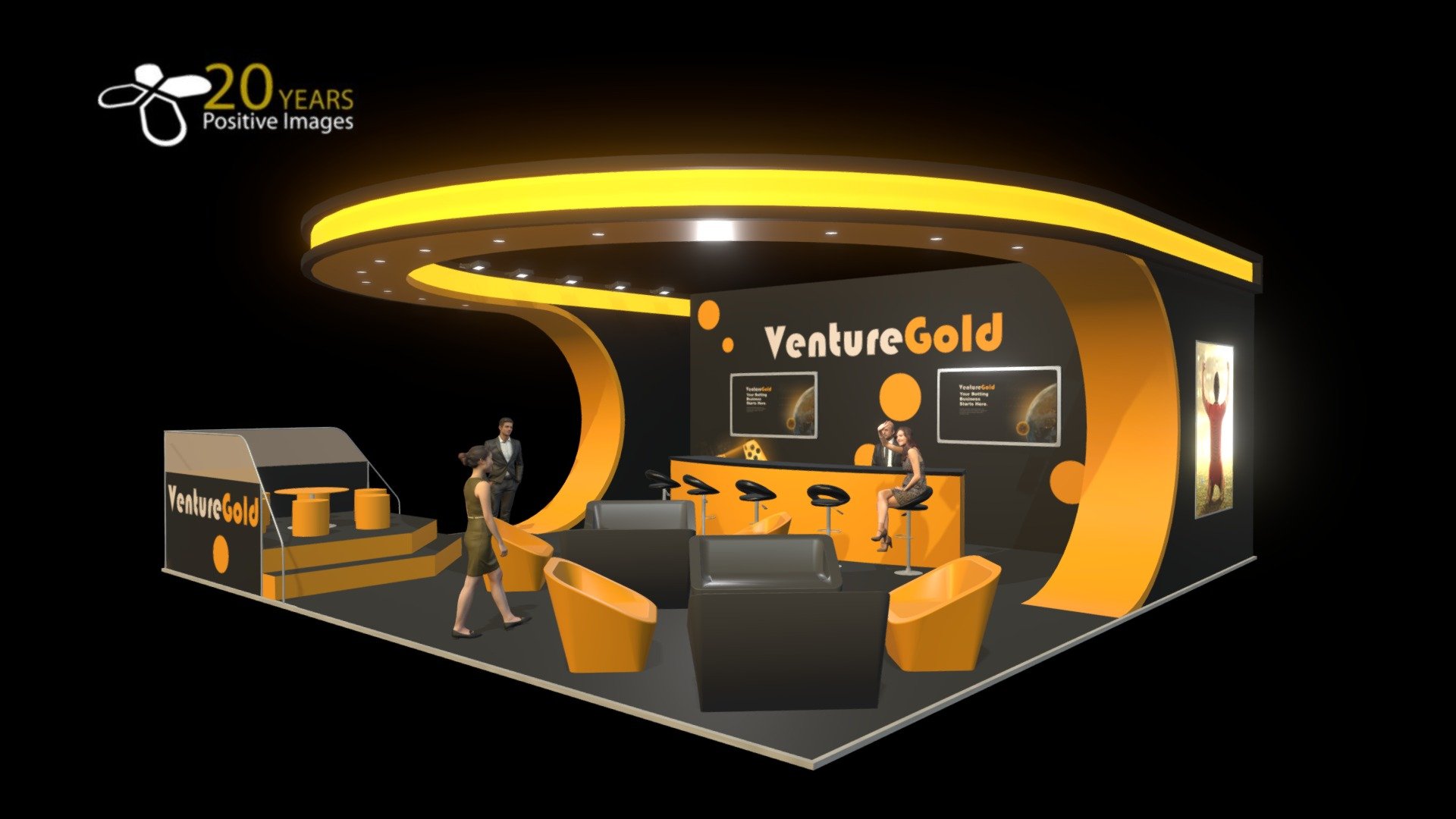Venture Gold custom exhibition stand - 3D model by Positive Images (@PositiveImages) 3d model