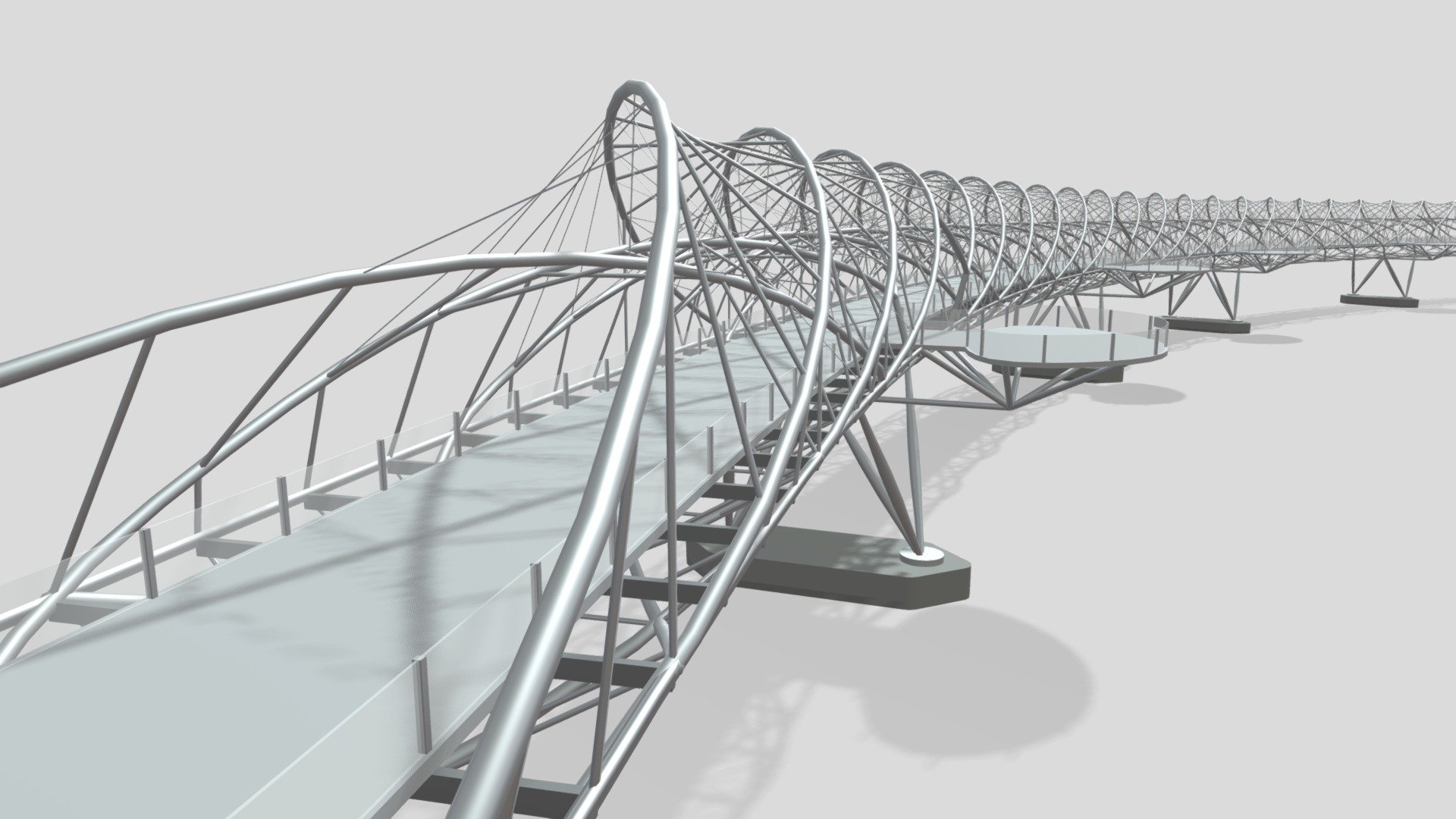 The Helix Bridge, officially The Helix, and previously known as the Double Helix Bridge, is a pedestrian bridge linking Marina Centre with Marina South in the Marina Bay area in Singapore.

Thank you Parametricks for this amazing tutorial: https://www.youtube.com/c/Parametricks

If you like this 3d model, please like, comment and follow me.
Check out my new fighter jet shooter game: : https://play.google.com/store/apps/details?id=com.YourCompany.airtoair - Helix Bridge - Download Free 3D model by Sengchor 3d model