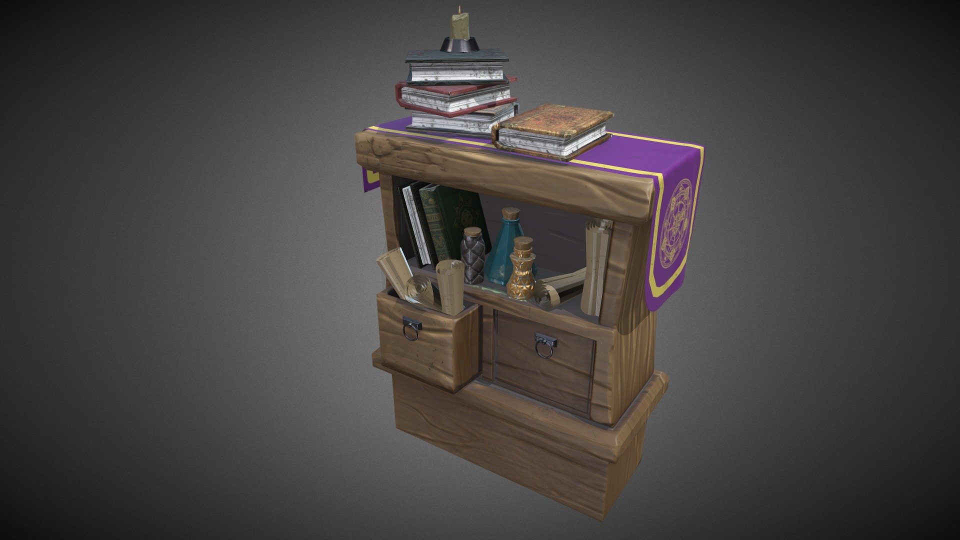 HI!!!! 
Low poly props Stylized medieval commode optimized for games 

PBR Texture Resolution size: 4096X4096 - Stylized medieval wide cabinet (Gameready) - 3D model by big-arch 3d model