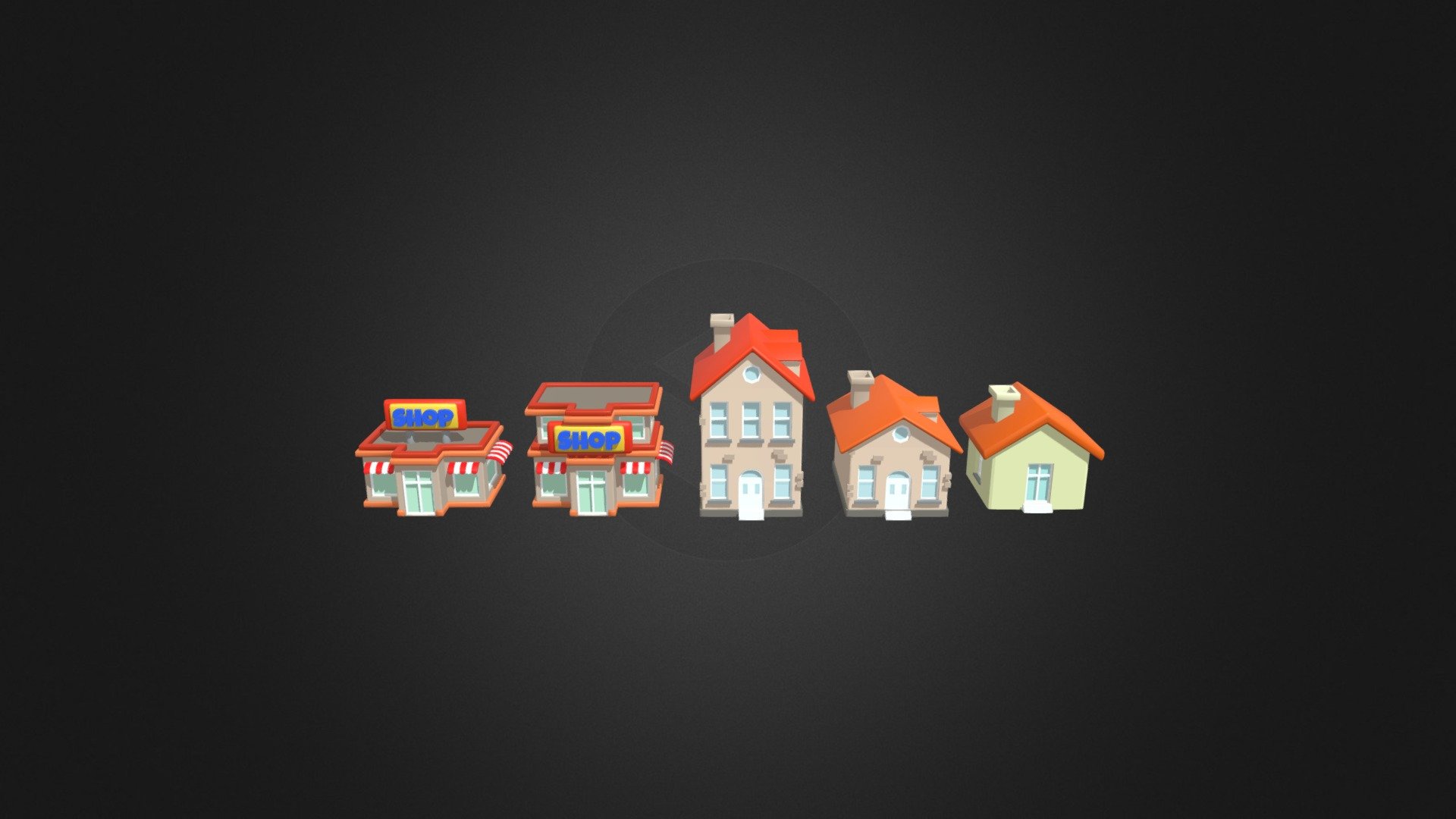 Cartoon House And Shop - Download Free 3D model by sedayuzlu 3d model
