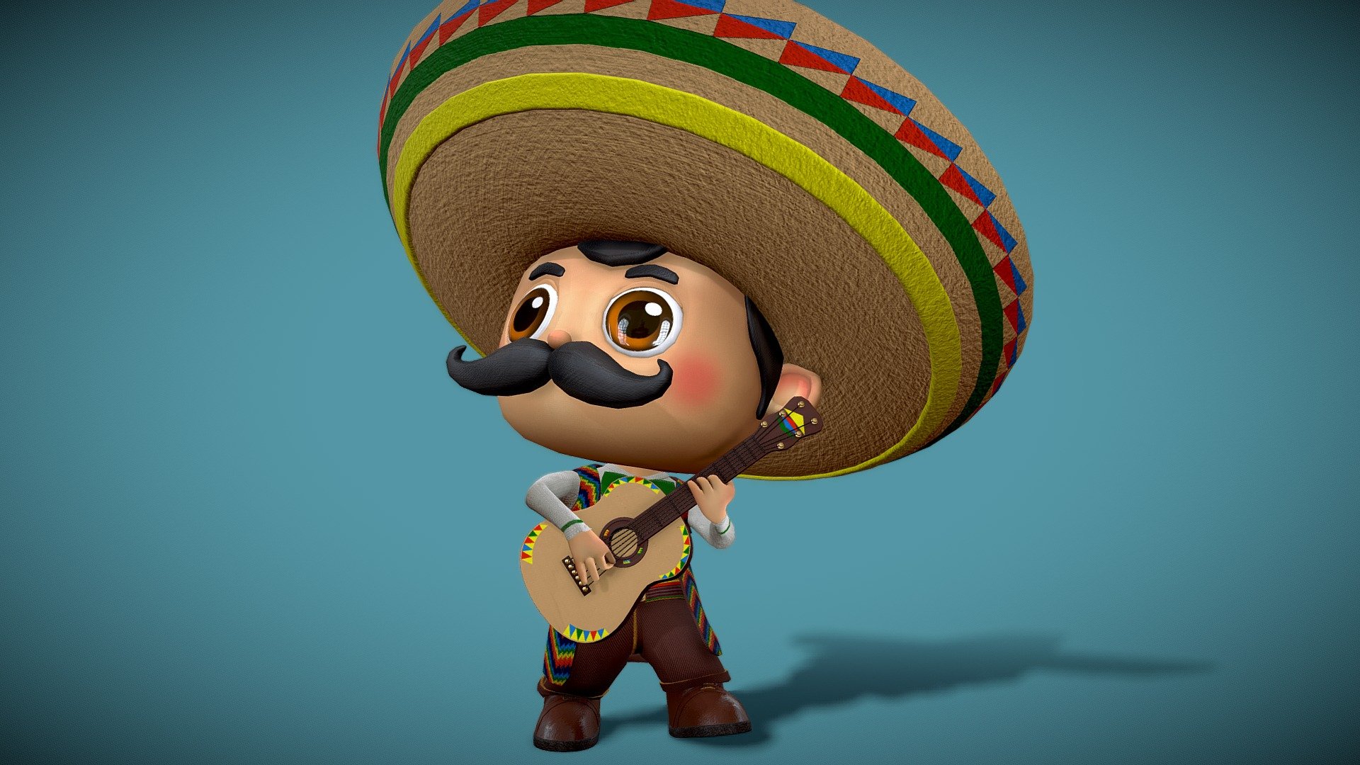 Immerse yourself in the festive spirit of Cinco de Mayo with our 3D model. This creation captures the essence of Mexican culture, featuring a talented guitarist adorned in vibrant attire. Perfect for adding a touch of cultural flair to your Cinco de Mayo celebrations or any occasion that calls for a dose of musical joy! - Cinco de Mayo - Mexican character - Buy Royalty Free 3D model by arloopa 3d model