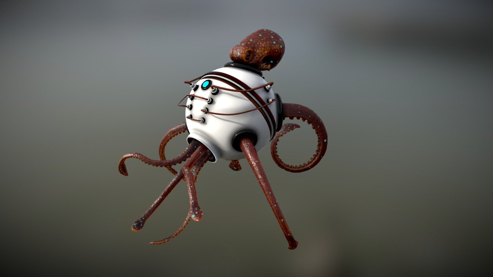 This is an octopus. His name is Squiddy. He got a pod thing for dry land. Fully rigged and animated. Made with 3Ds Max, Mudbox, and Substance Painter 3d model