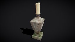 Garden Candle Decoration scene, lamp, wax, plate, medieval, holder, flame, candle, rustic, vr, general, candles, decor, fire, models, houseware, dripping, various, lighting, design, interior, light