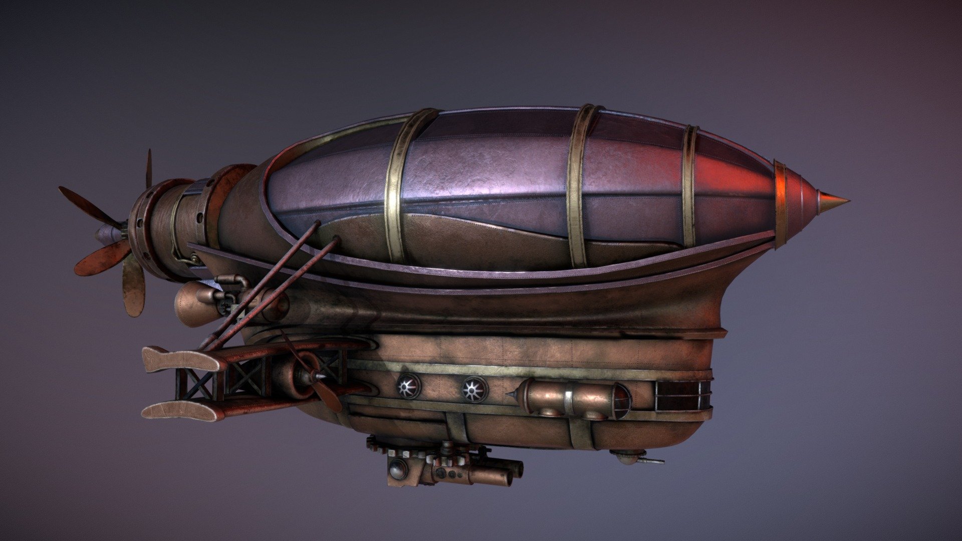 Steampunk Zeppelin made for a school project, modeled in 3ds Max and textured in Substance Painter&hellip; - STEAMPUNK ZEPPELIN - 3D model by polly_lou 3d model
