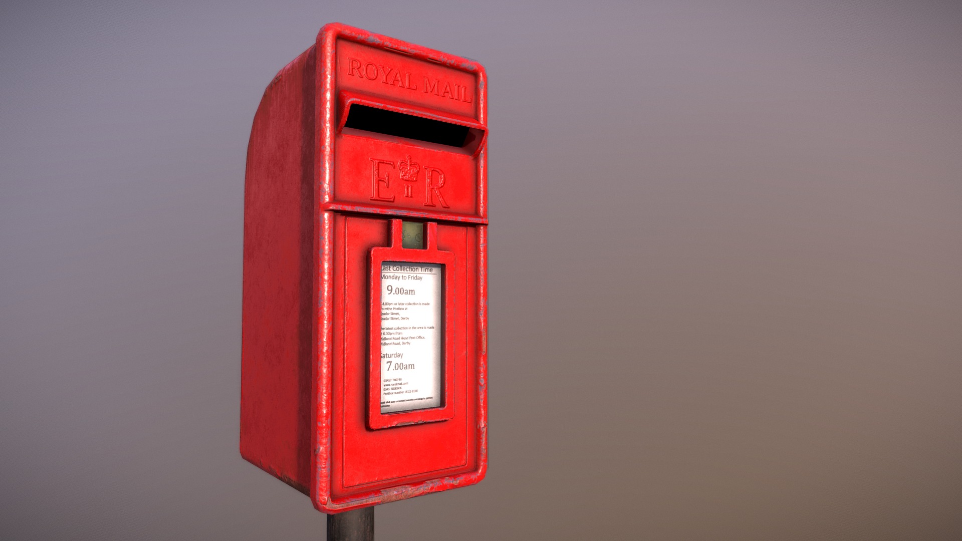a low poly game-ready post box model created in Autosdesk Maya and textured in Substance Painter - British Post Box - 3D model by David Phoenix (@daphoeno) 3d model