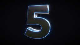 3D Number five, number, numbers, countdown, 3d, 3dmodel