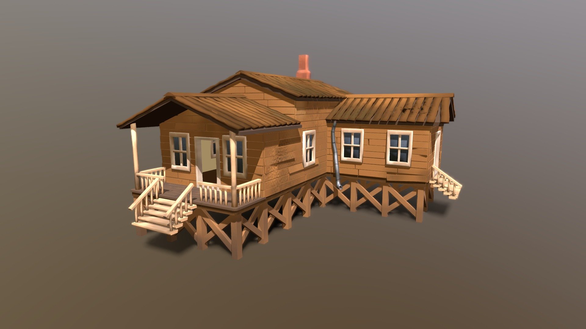 Cartoon Farmhouse - 3D model by Derek.Dziedzic 3d model