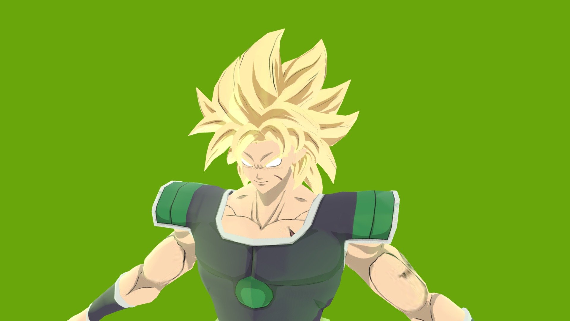 3D rigged Model of Broly from Dragonball super franchise

All Forms Included

Shape-keys for hair forms and facial expressions

Game-ready and avaiable in both .blend and .fbx file formats

Medium poly

includes all textures

.blend includes a Cel-Shaded Version

Available here

https://www.artstation.com/marketplace/p/Bn30x/3d-broly-rigged




Model Specfications
Objects : 14
Faces : 9,344
Vertcies : 9,993
Triangles: 19,093
Bones: 238
Textures: 13
Textures dimensions: between 2048x2048 and 4072x4072 (depending on the object) - Broly Model Rigged - 3D model by Flamelex 3d model