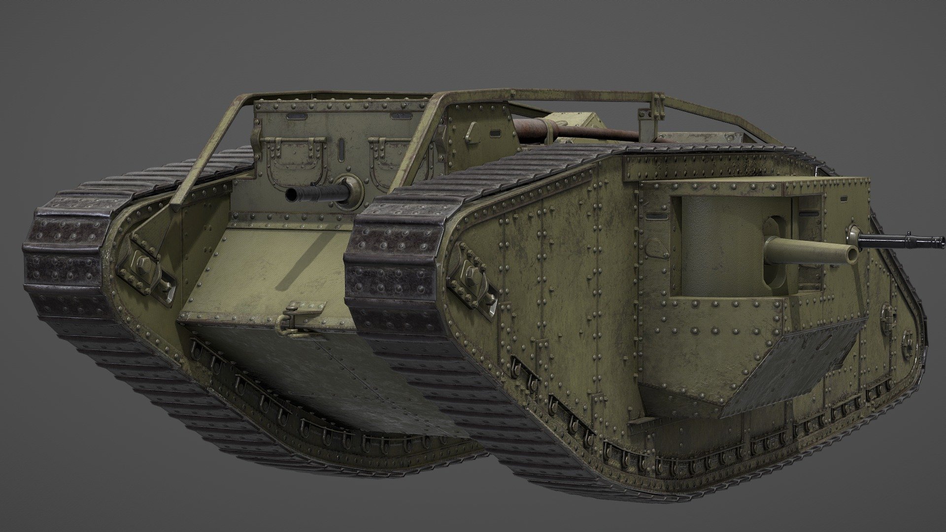 Mark IV was a British heavy tank of the First World War. It was first used in mid 1917 at the Battle of Messines Ridge. It remained in official British service until the end of the War, and a small number served briefly with other combatants afterwards.
(Wikipedia) - Mark IV Male Heavy Tank - 3D model by Spycer42 3d model