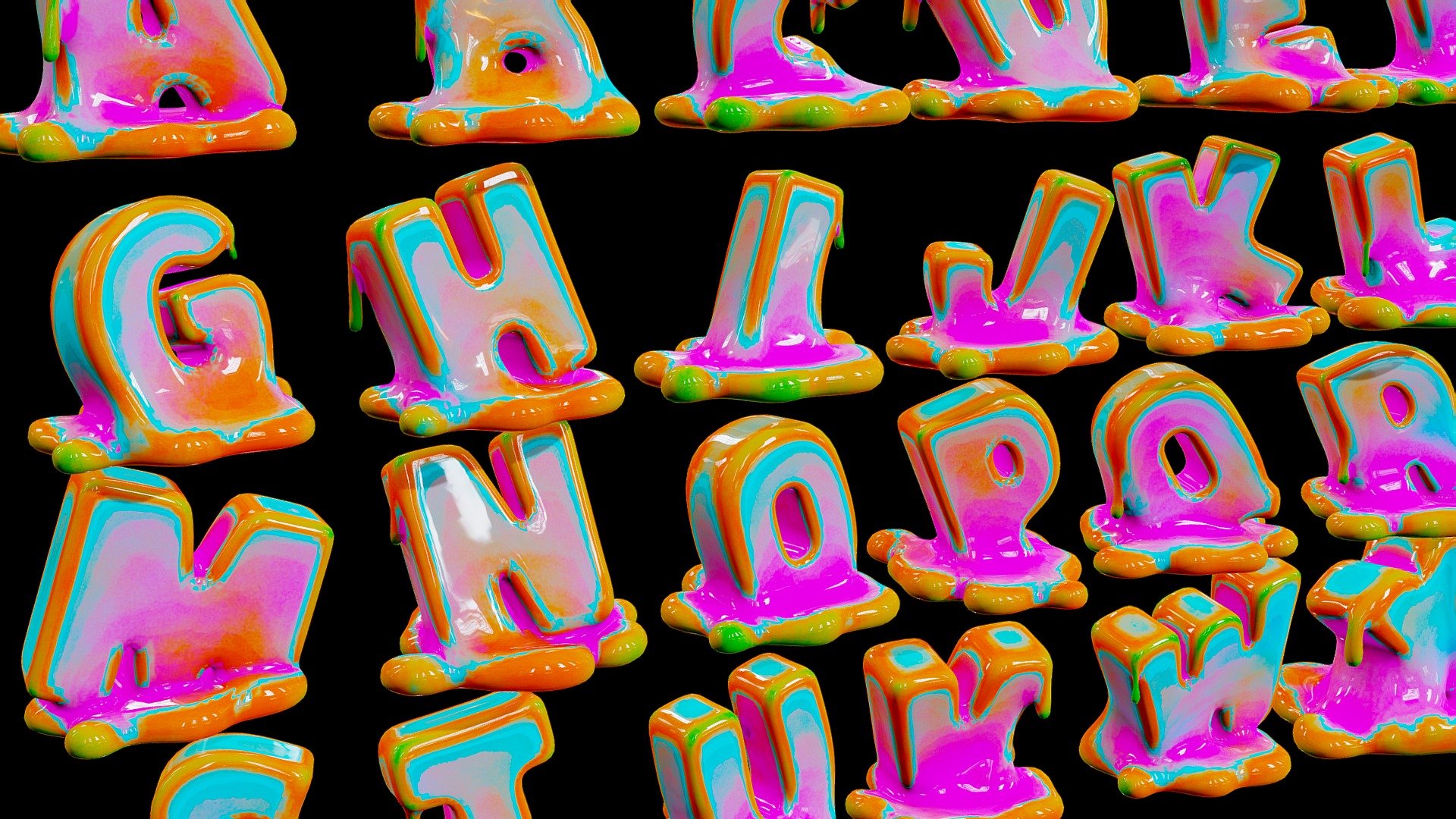 Melted letters
Made in 3DS Max, Zbrush, finalized in Maya.

 - Melted letters - Buy Royalty Free 3D model by naira001 3d model