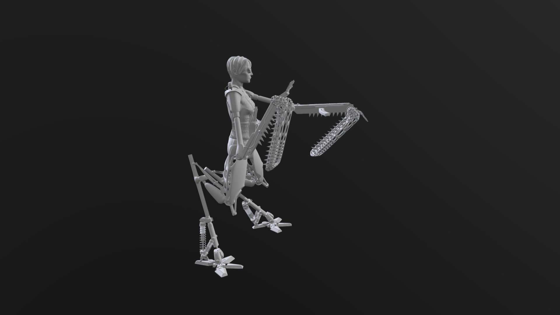 Military cyborg design inspired by mantis. Modeled in Blender 3d model