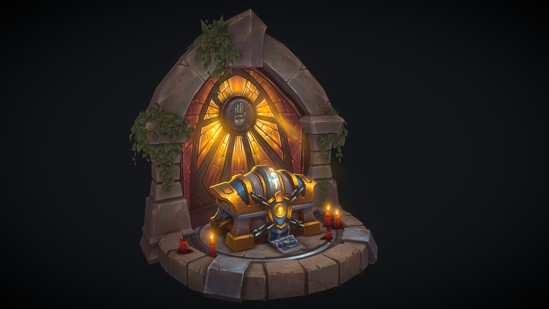 Super excited to share this Silver hand themed chest I've been working on over the past 8 weeks in Jordan Powers' Aeon Core - Brushforge class!

Many thanks to Jordan for his awesome and thorough feedback during the whole class and all of my classmates who've all done a stellar job on their projects!

My main goal for this was to capure the World of Warcraft classic paladin aesthetic but base it mostly on the Knights of the Silver Hand themes and emblems. I also wanted to push my rendering skills with Jordan's help and chose a decent number of materials to render. Although I didn't get to do any organics (or wood) I still feel like my rendering skills have massively improved and am looking forward to future projects!

Check it out on Artstation here: https://www.artstation.com/artwork/B1LNlk

By Blood and Honor We Serve! - Silver Hand Paladin Chest - 3D model by Aleksandar Lepojevic (@djanki) 3d model