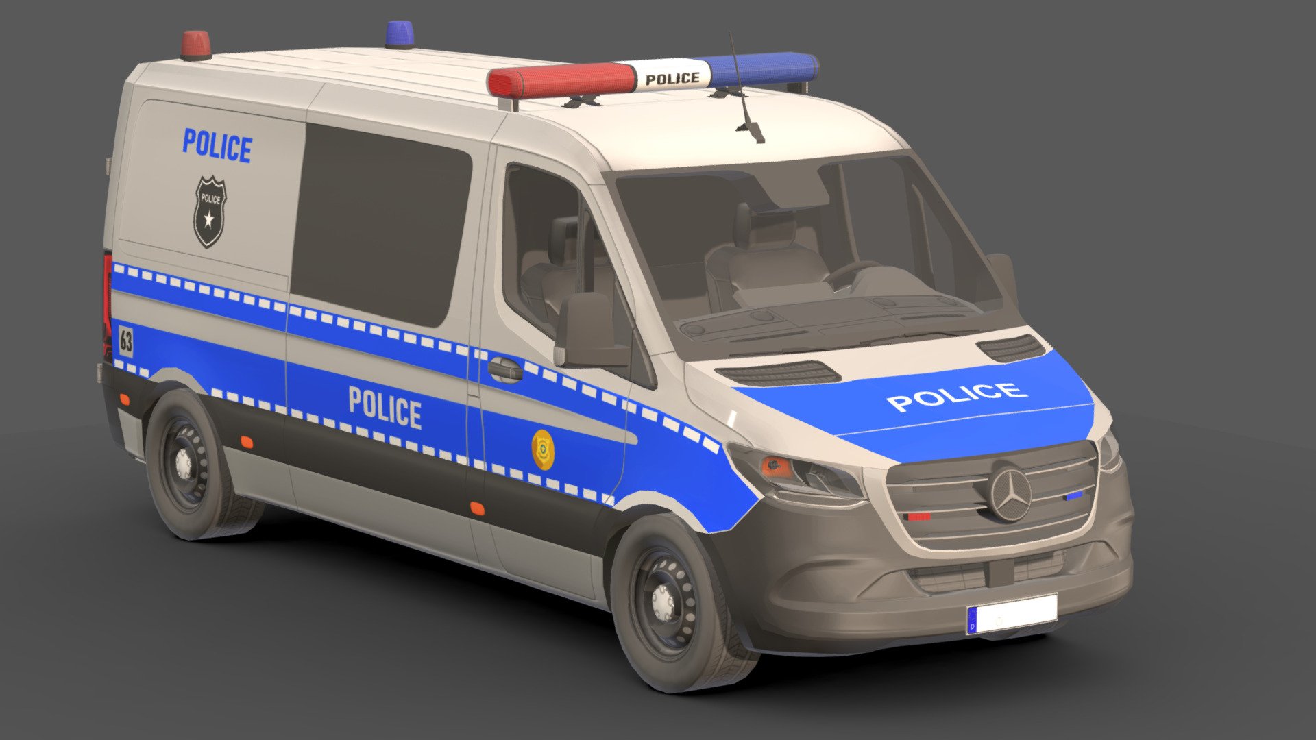 Police Car # 17

You can use these models in any game and project.

Low-poly

Average poly count : 30,000

Average number of vertices : 30,000

Textures : 4096 / 2048 / 1024

High quality texture.

format : fbx , obj , 3d max

Isolated parts (Door, steering wheel, wheels, body) 3d model