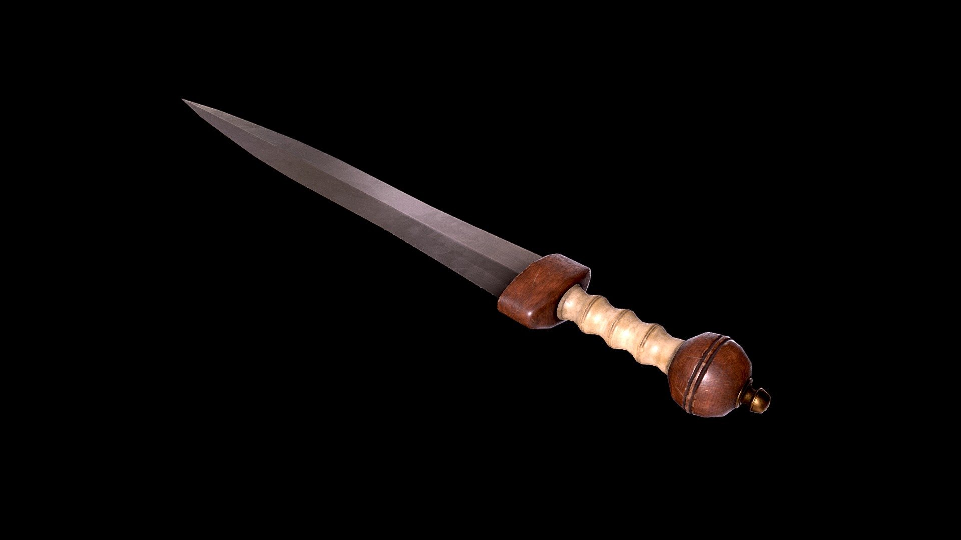 This is an accurate reconstruction of the iconic Roman Gladius with the Mainz pattern type blade. Dimensions, shapes and materials are attempted to be as authentic as possible.

Besides the low poly model, a high poly model was also created to project the sculpting details onto the textures for higher quality.

Included are obj., dae. and fbx. files of the low poly and a obj. file of the high poly, besides the original blend. file. PBR Metal/Roughness textures are provided as well as the Spec/Gloss textures + additional textures. Other configurations possibly available upon request.

Texture size: 2048x2048



First model with Blender (and probably last :D). Curious so I had to give it a try 3d model