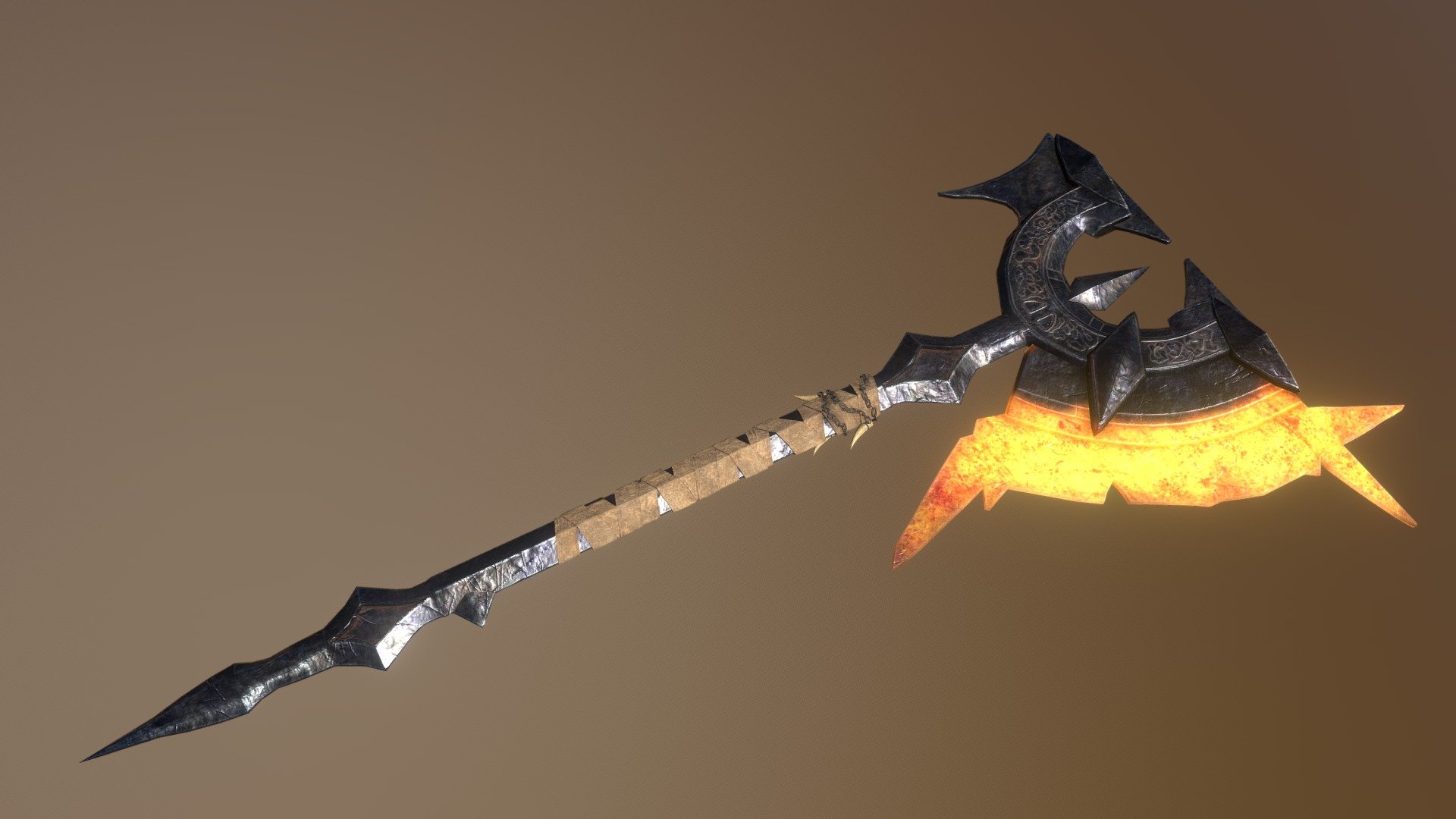 Modeled after the Concepts made by Max Davenport: https://www.artstation.com/artwork/zW3Ew

I had this Concept sitting in my reference folder forever and I finally decided to model it! - Fantasy Axe - 3D model by Marcel Hansen (@ma.hansen) 3d model