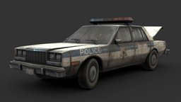Gross Police Car police, abandoned, sedan, post-apocalyptic, saloon, cop, grunge, vehicle, pbr, lowpoly, gameasset, car, horror, gameready, noai