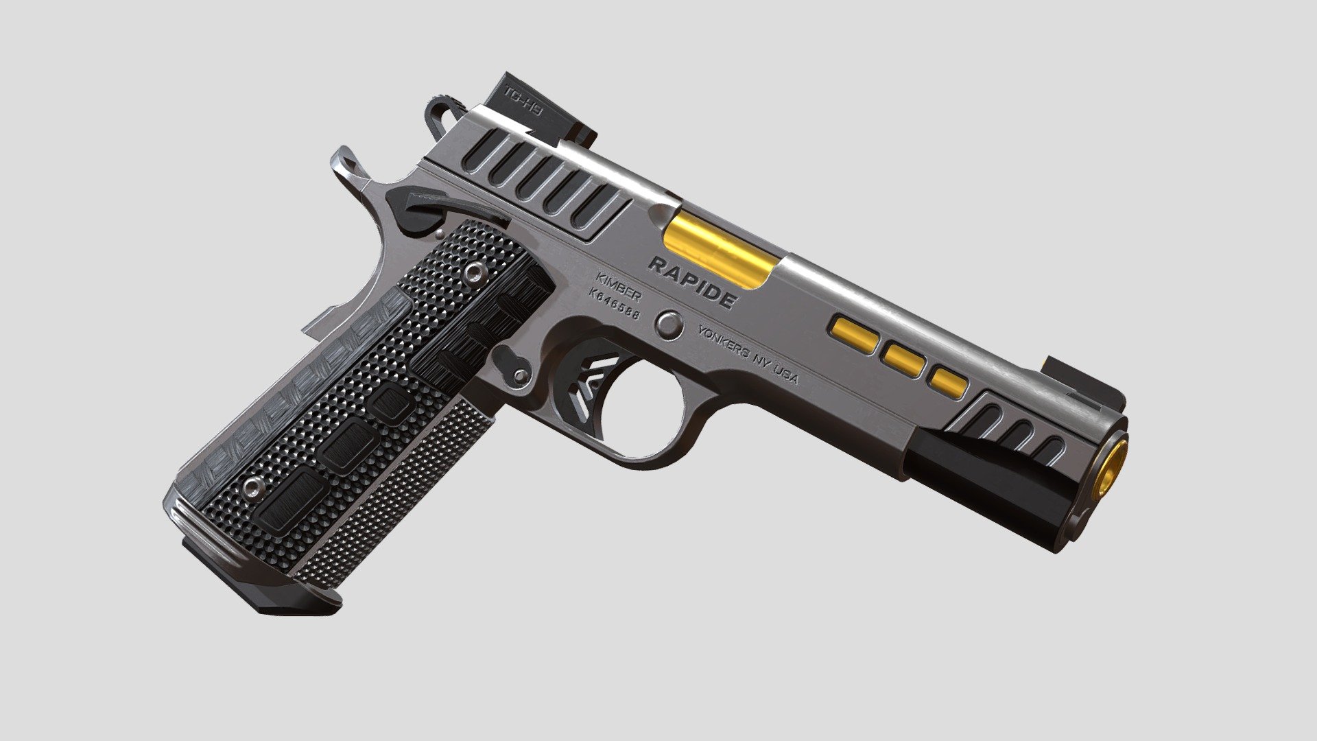 Kimber 1911 pistol with PBR textues 3d model