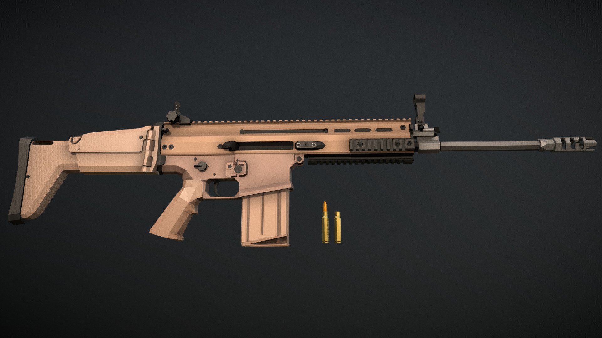 The SCAR-H, designated Mk17 mod0 in the US military, is a battle rifle made by FN Belgium, chambered in 7.62x51mm NATO. The rifle was created for a US military trial, and has since been adopted by many militaries, being used both by special forces as well as SWAT 3d model