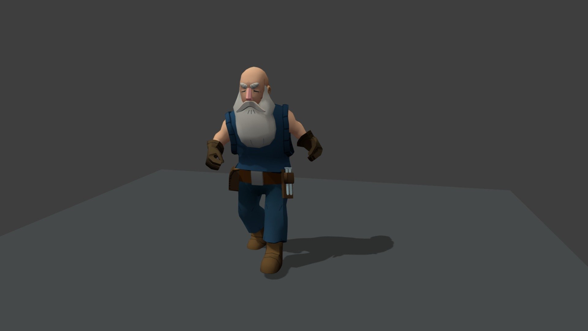Made a simple walk cycle for this Old man character 3d model