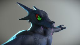 digital tatooed blackdragon bipedal, dragon