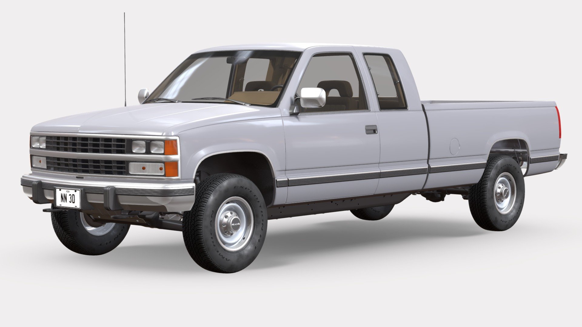 NN 3D store.

3D model of a modern extended cab dually pickup truck.

The truck's high detail exterior and interior are great for close up renders and the undercarriage has enough visible parts for close range shots.

The model was created with 3DS Max 2016 using the open subdivision modifier which has been left in the stack to adjust the level of detail.

There are also included HI and LO poly versions in Blender format with textures.

Exchange files included: FBX and OBJ with HI and LO poly versions, 3DS only with LO poly version.

SPECIFICATIONS:

The model has 173.000 polygons with subdivision level at 0 and 690.000 at level 1.

All textures are included and mapped in all files but they will render like the preview images only in 3DSMax with V-Ray, the rest of the files might have to be adjusted depending on the software you are using.

Textures are in PNG and JPG format with 4096x4096, 2048x2048 and 1024x1024 resolution 3d model