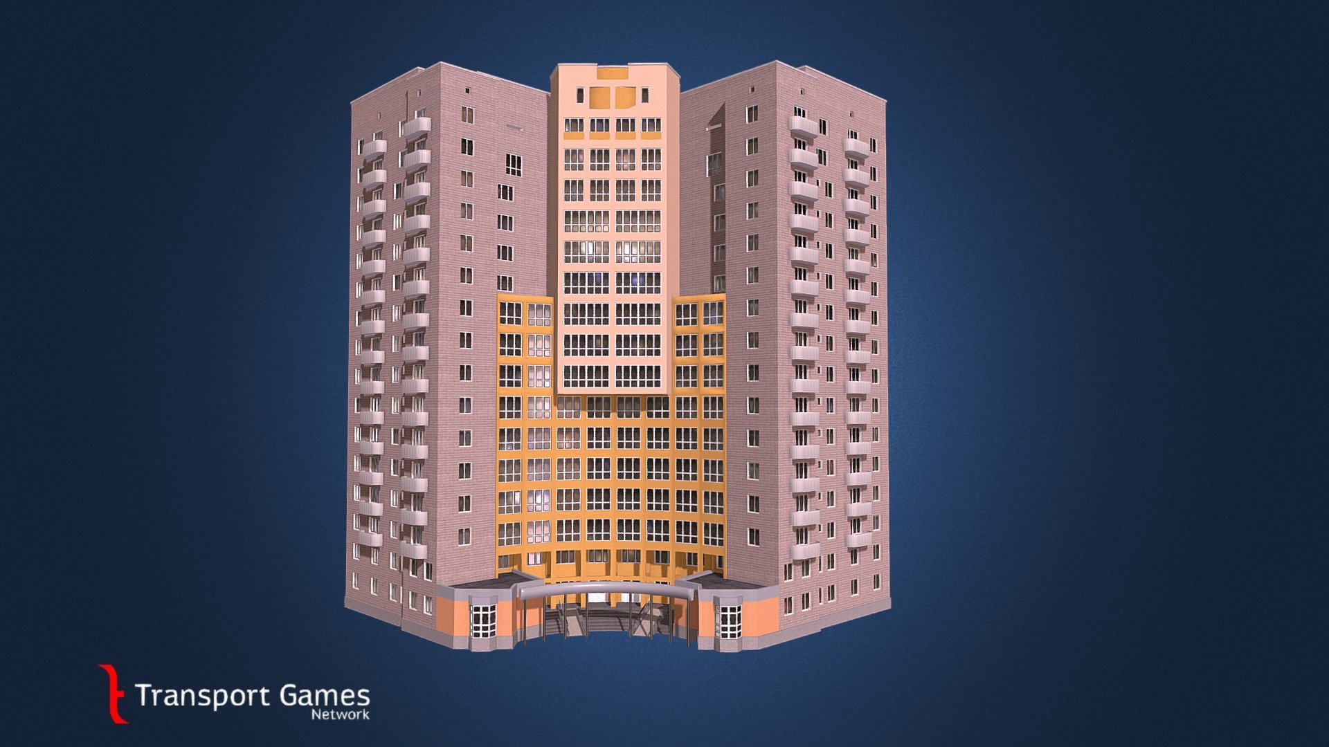 Asset for Cities Skylines.
Fourteen-story brick two-entrance residential corner house.

 - House + medclinic Vysotsky 2a - 3D model by targa (@targettius) 3d model