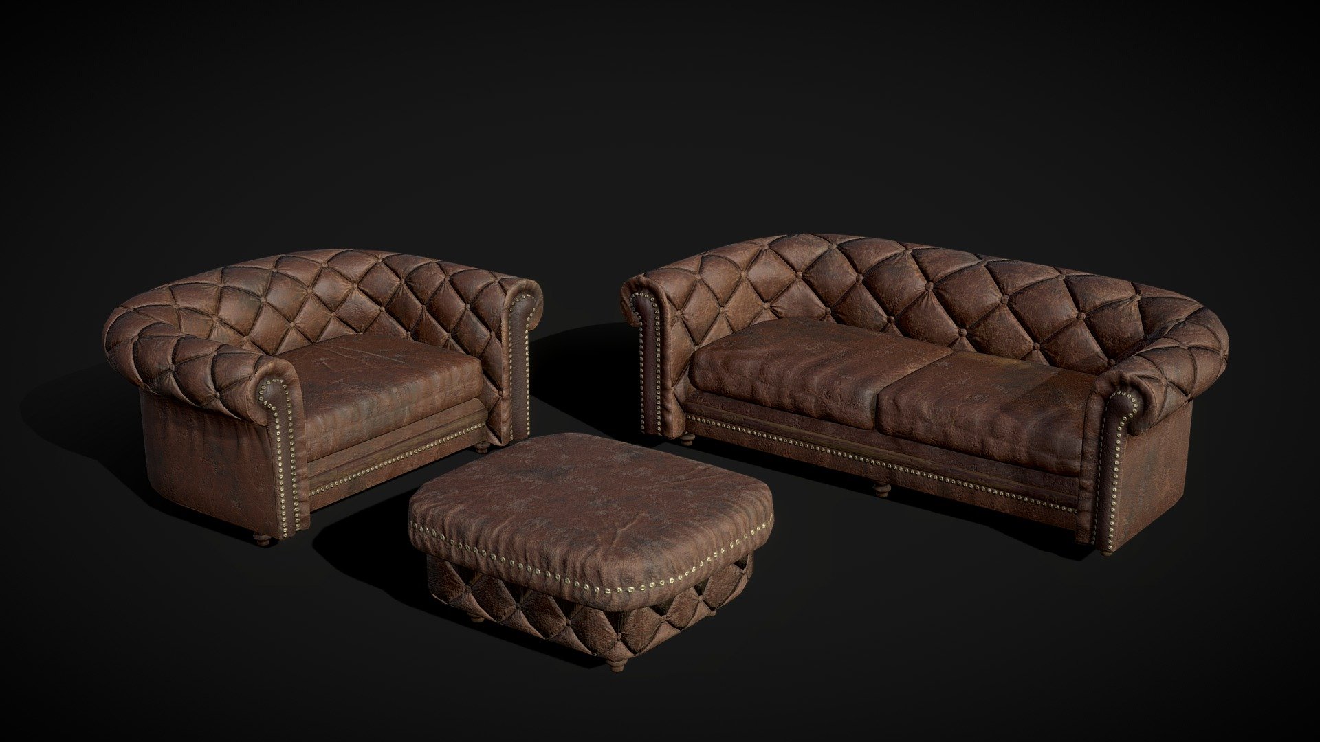 Low Poly Furniture Set / Leather Sofa, Armchair and Pouffe
includes a couch, chair and ottoman

4096x4096 PNG texture

Textures include:




Base Color

Normal

Roughness

Metalic

AO

Triangles: 7.7k
Vertices: 4k - Furniture Set -Leather Sofa, Armchair, Pouffe LP - Buy Royalty Free 3D model by Karolina Renkiewicz (@KarolinaRenkiewicz) 3d model