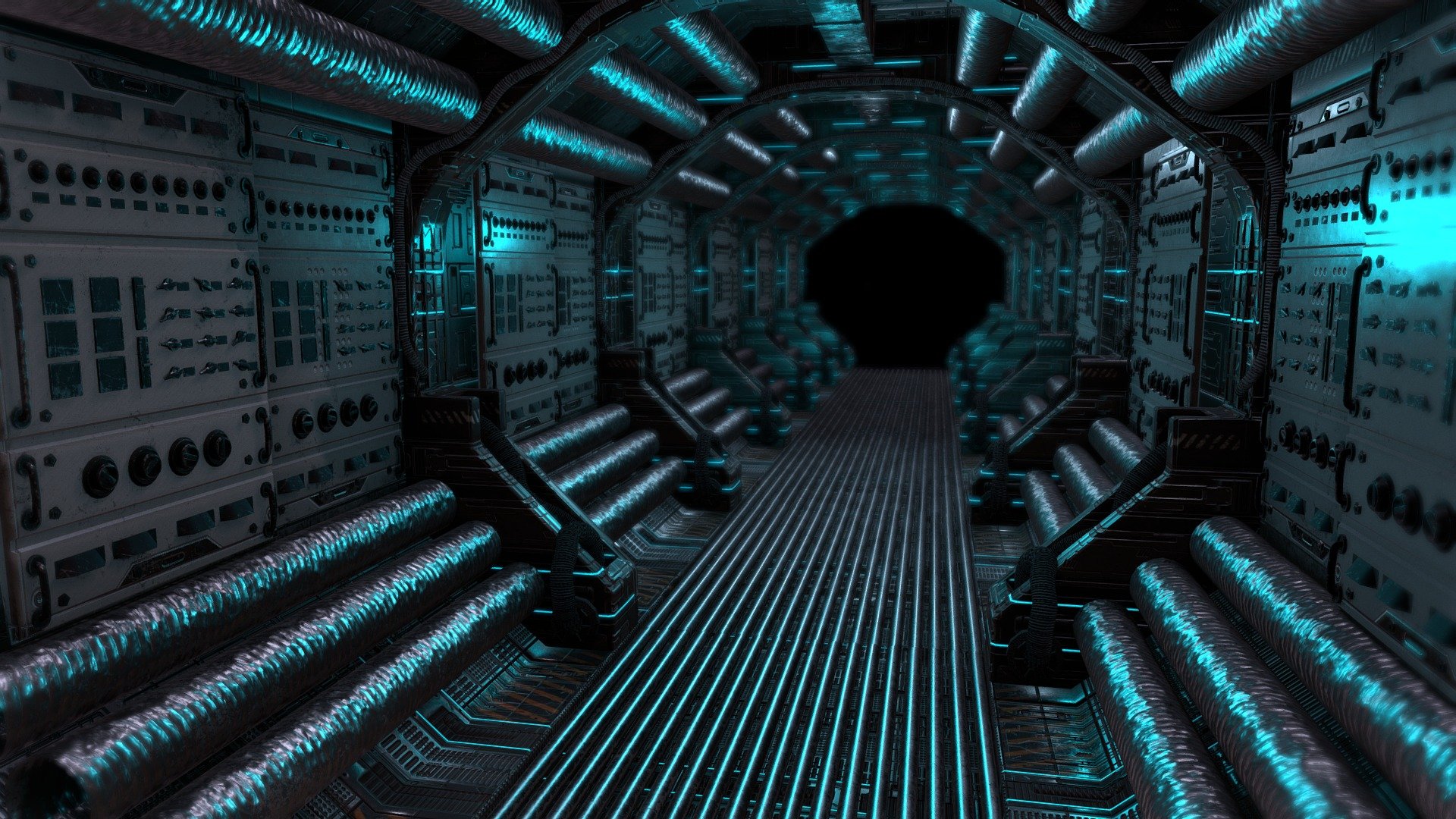 Spaceship sci-fi corridor - Sci-Fi corridor - 3D model by ShoegazeVision 3d model