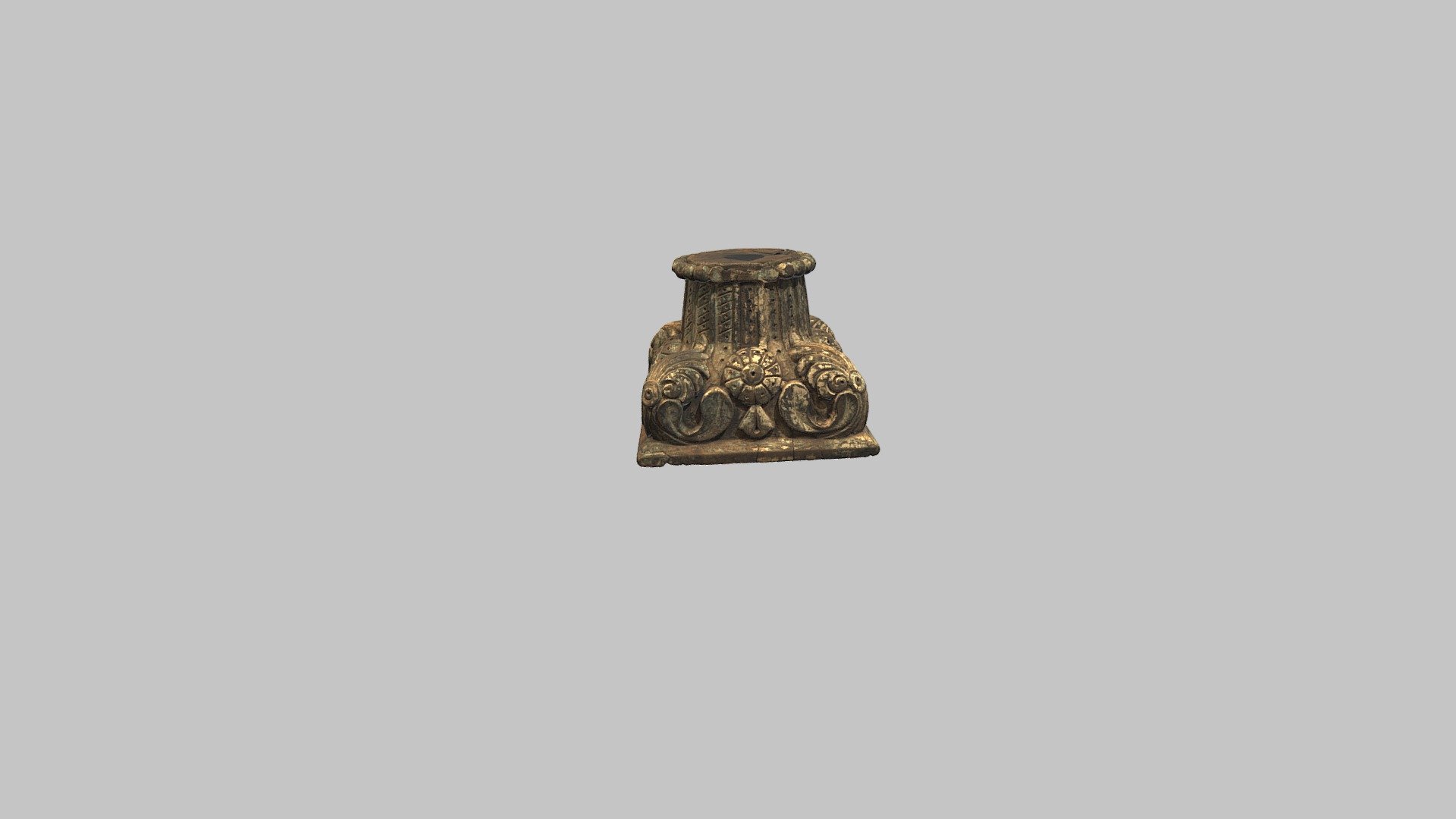 Antique hand carved column top from India. Scanned using an Artec Space Spider - Antique Indian Teak Column - Buy Royalty Free 3D model by ex_natura 3d model