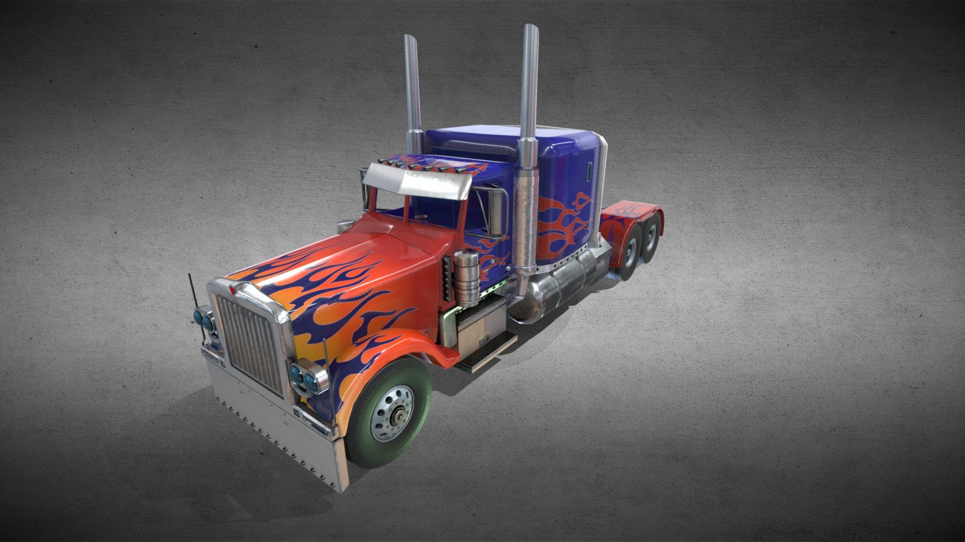 A Peterbilt 379 used in Transformers to portray Optimus Prime's alternate mode 3d model