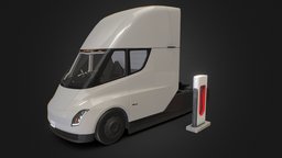 Electric Truck (Tesla Semi) truck, trucks, semi, vehicle, electric