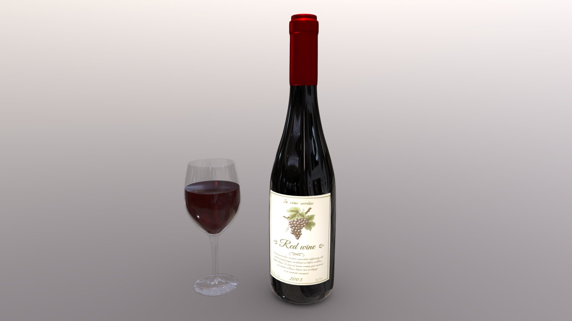 A model of a wine bottle and glass                                                 

Includes a glass of wine                                               

No copyright                                    

Free download                                 

Made in Maya - Wine Bottle and Glass - Download Free 3D model by JoeDev 3d model