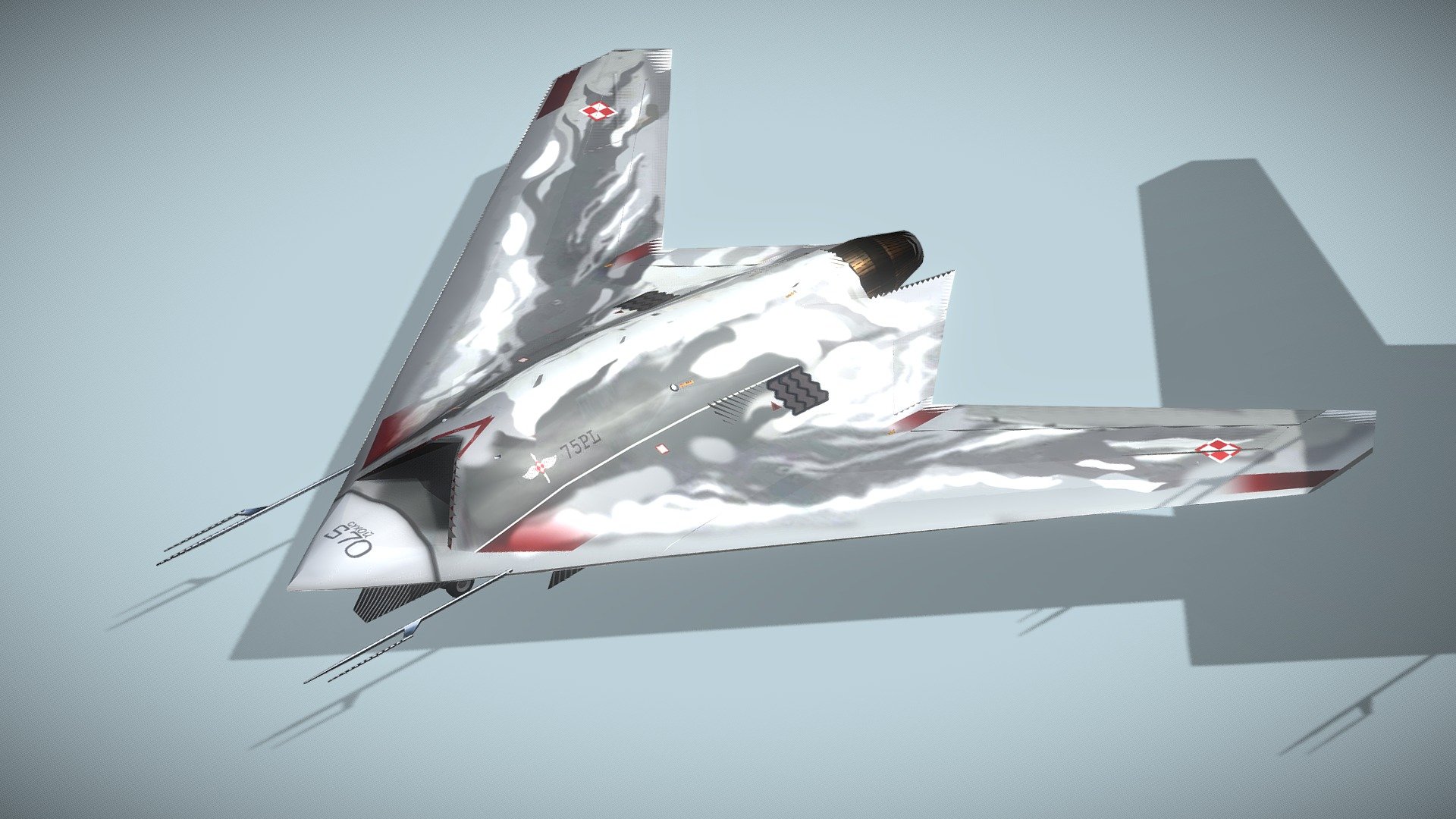 Sukhoi S-70 Okhotnik

Lowpoly model of russian UAV fighter/bomber



The Sukhoi S-70 Okhotnik-B, also referred to as Hunter-B, is a Russian stealth heavy unmanned combat aerial vehicle (UCAV) being developed by Sukhoi and Russian Aircraft Corporation MiG as a sixth-generation aircraft project. The drone is based on the earlier Mikoyan Skat, designed by MiG, and encompassing some technologies of the fifth-generation Sukhoi Su-57 fighter jet. In the future, it is planned to act under the control of pilots of Su-57 jets.
The Okhotnik's design is based on the flying-wing scheme and incorporates use of composite materials and stealth coatings, making the drone low-observable in flight. It has a weight of about 20 tons and a wingspan around 20 m. 



Fully rigged

Model has bump, roughness map and 2 x diffuse textures.

Incl. 3D print STL file



Check also my other aircrafts and cars.

Patreon with monthly free model - Sukhoi S-70 Okhotnik - Buy Royalty Free 3D model by NETRUNNER_pl 3d model