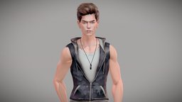 Techwear-boy Low-poly 3D model (Rigged + PBR)