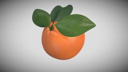 Orange with leafs fruit, orange, leaf, sketchfabweeklychallenge