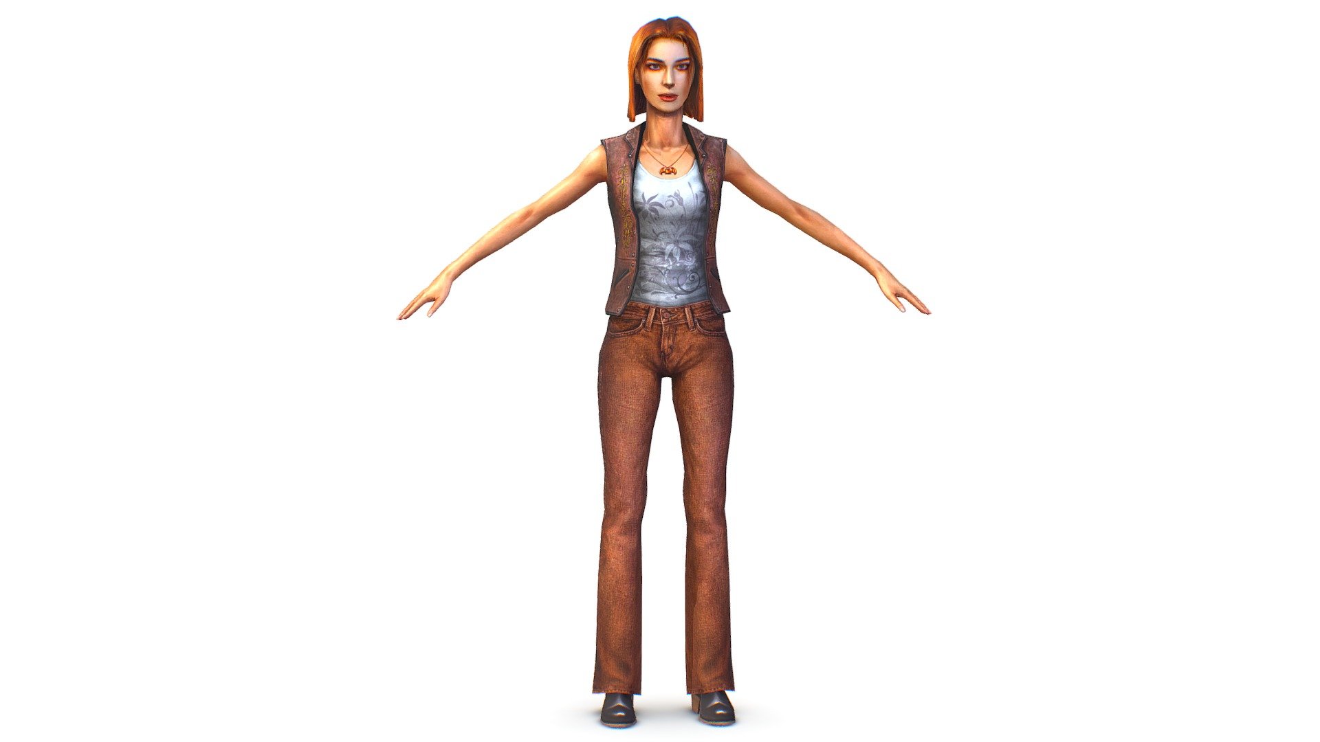 A young girl in In jeans and a vest - 3dsMax file included/ texture 1024 color only 3d model