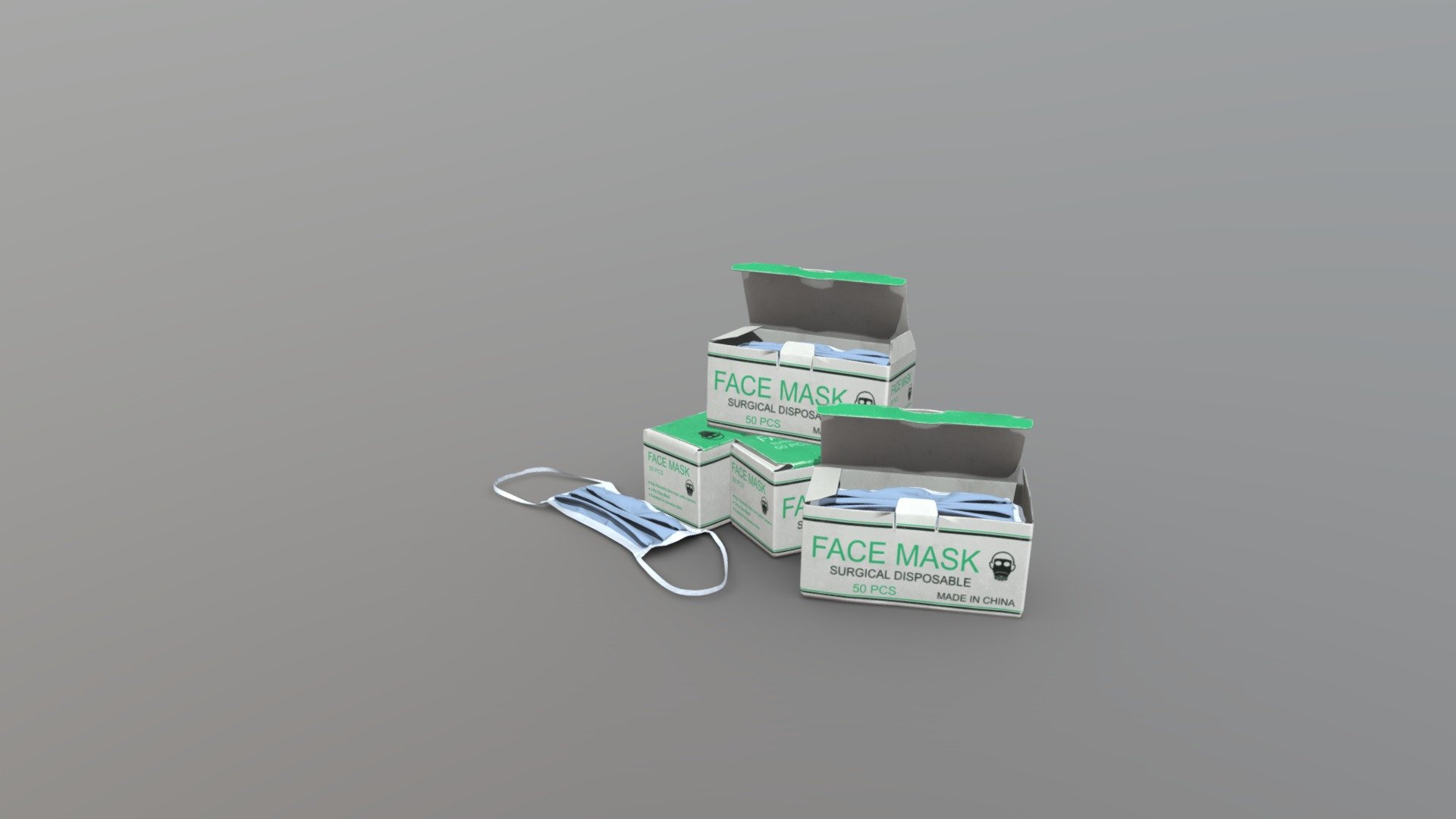 Hospital masks and boxes 3d model