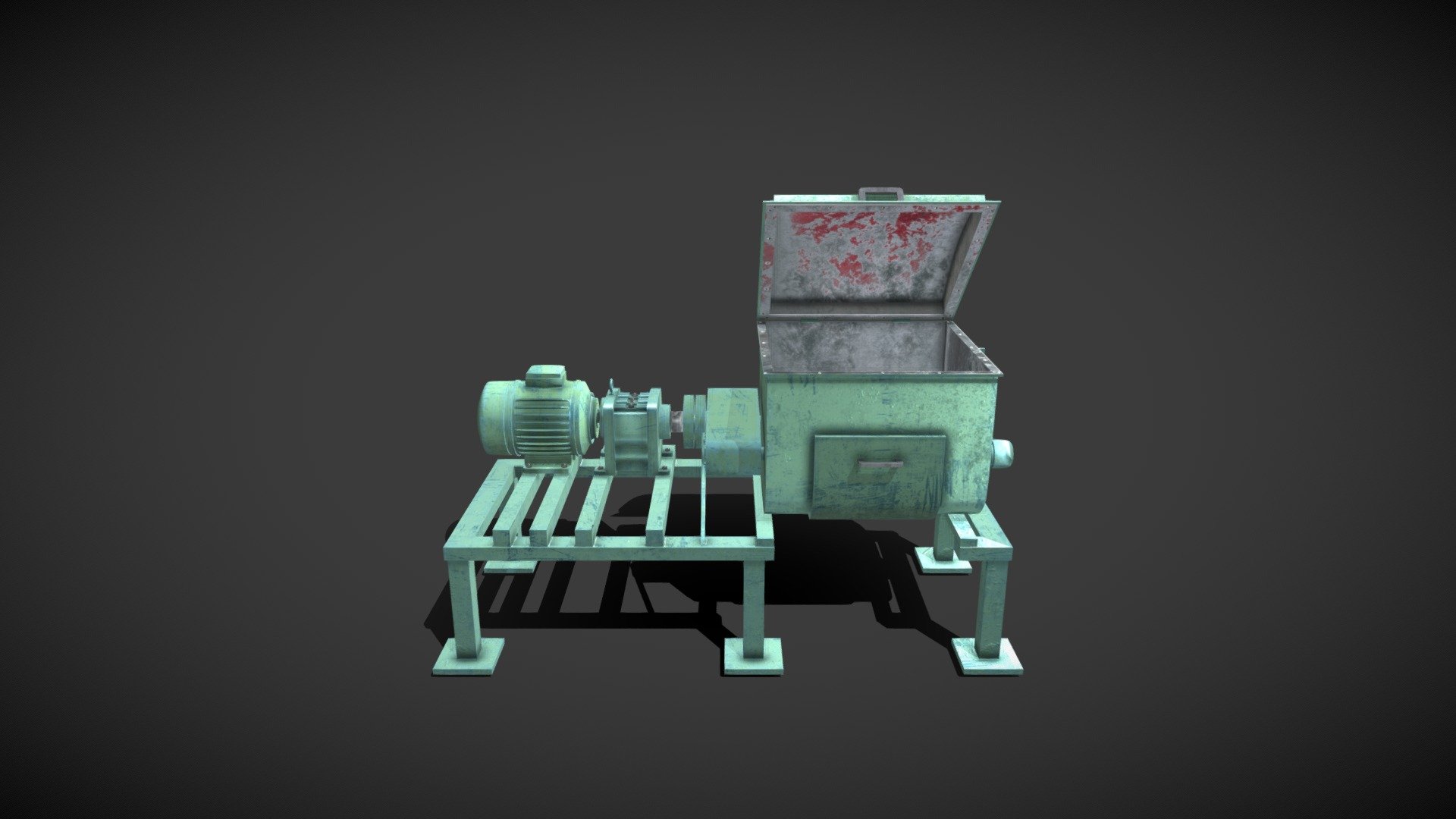 Generic Z-Blade Mixer, used in the production of rubber, plastics, chemicals (stainless steel ones are also used for food production)

PBR, Game-Ready, Hand-Painted (in Hammerite green!) using Substance Painter

AR/VR friendly, low-poly

Textures; 2048 x 2048, Dilation + Single Colour Background, OpenGL, 16 Pixel Padding

Maps included; Base, Normal, Height, Roughness, and Metal.

Please Note: THIS MODEL CONTAINS HOLES - NOT FOR 3D PRINTING - Z Blade Mixer - Buy Royalty Free 3D model by Simon T Griffiths (@RubberMan) 3d model