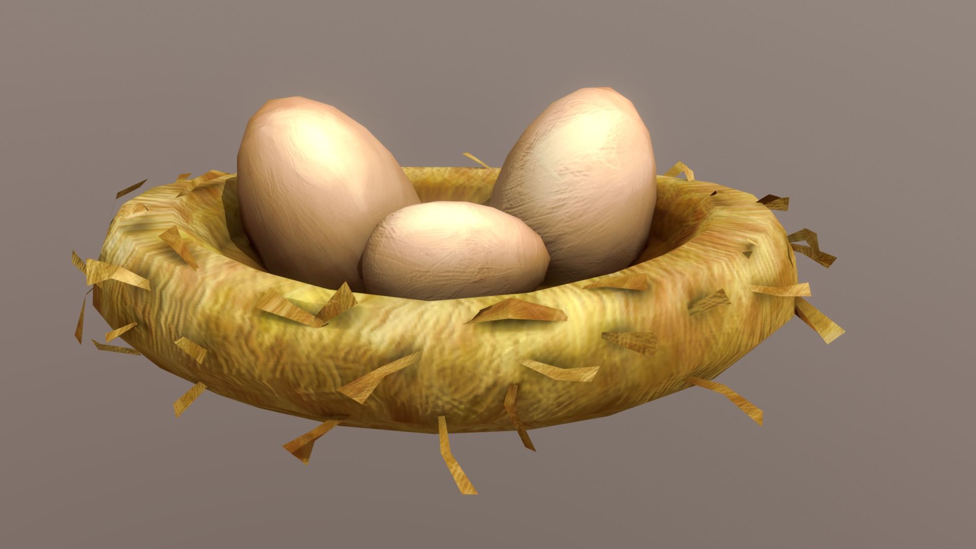 made this for class ages ago and i thought i better upload it bc why not

its the first proper thing i made i think

wowee - low poly egg nest - 3D model by bridgedpolys 3d model