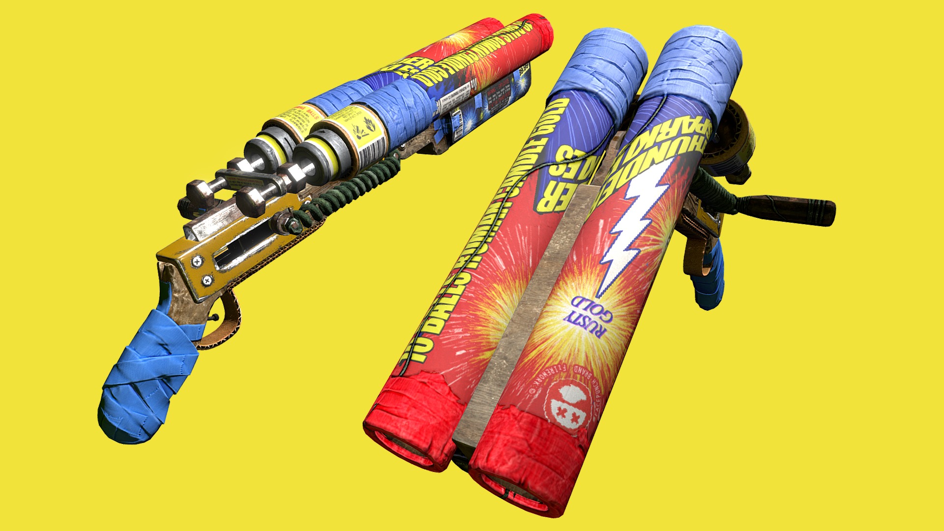 A disgusting yellow background to go with all that gross tacky firework art 3d model