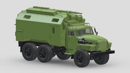 Ural-4320 Command green, truck, armored, printing, army, transport, grad, carrier, russian, infantry, russia, print, machine, auto, ural, printable, troops, flatbed, 6x6, bm-21, 4320, 3d, vehicle, military, car, war
