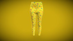 Yellow Girls Leggings Outfit cloth, textile, fashion, bottom, classic, printed, summer, highrise, 3ddesign, sporty, digital3d, apparel, leggings, 3dclothes, legging, digital, clothing, 3dclothing, appareldesign, clothdesign, clothmaking