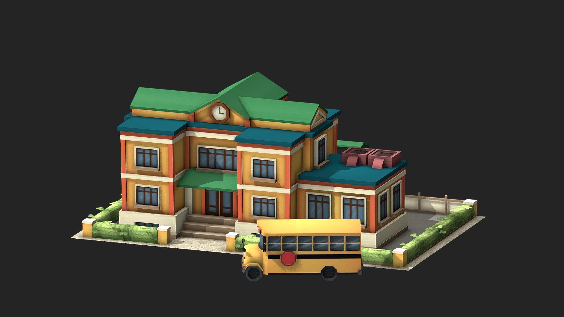 School - 3D model by zookininas 3d model