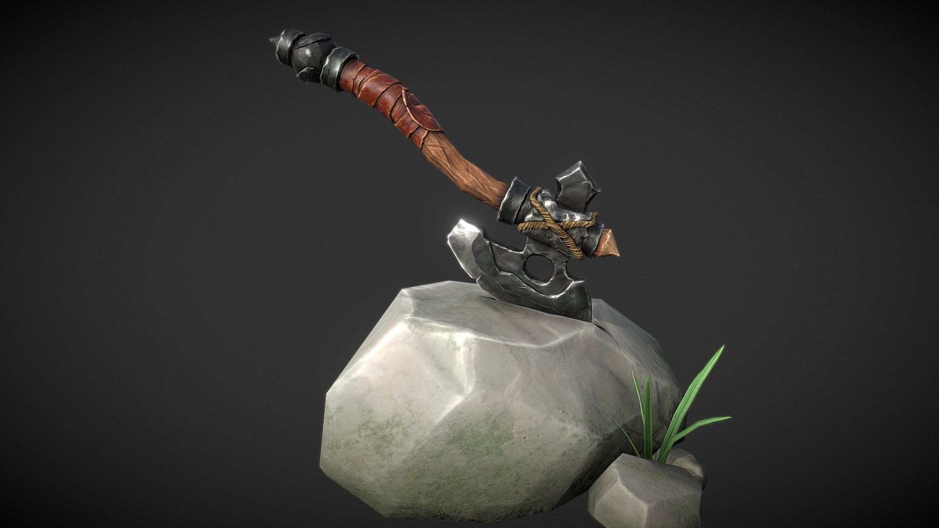 My first attempts sculpting in Blender and texturing in Quixel Mixer - Stylized Axe - 3D model by 3d.rina 3d model