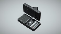 Vintage Cassette Recorder vintage, retro, audio, old, recorder, cassette, cassette-player, lowpoly, gameasset, gameready