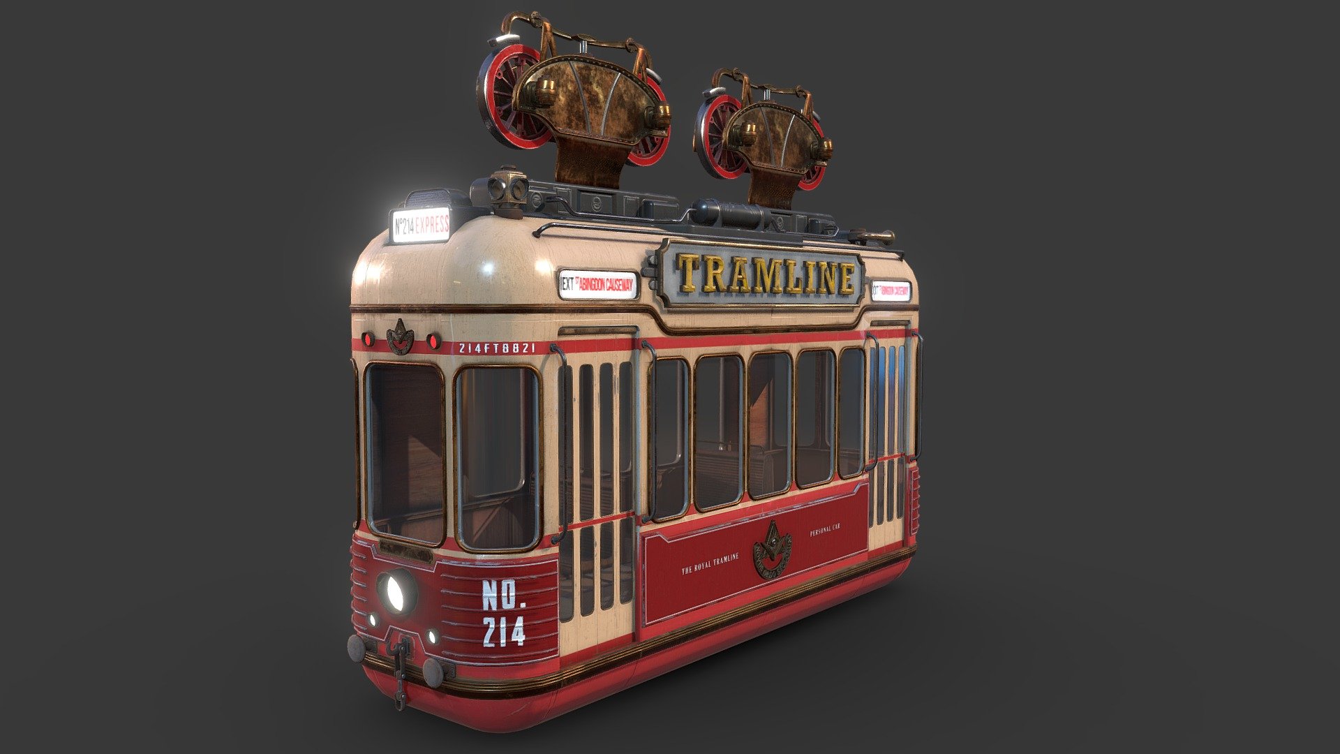 I made this monorail in the last 2 months. It is part of a game project I am working on. It has 8 seats and up to 6 more standing places. It runs in a hanging rail system and connects different groups of islands.
You can see more about the Steam Tram on Artstation



 - The Royal Tramline - 3D model by Valentin Winkelmann (@valentinwinkelmann) 3d model