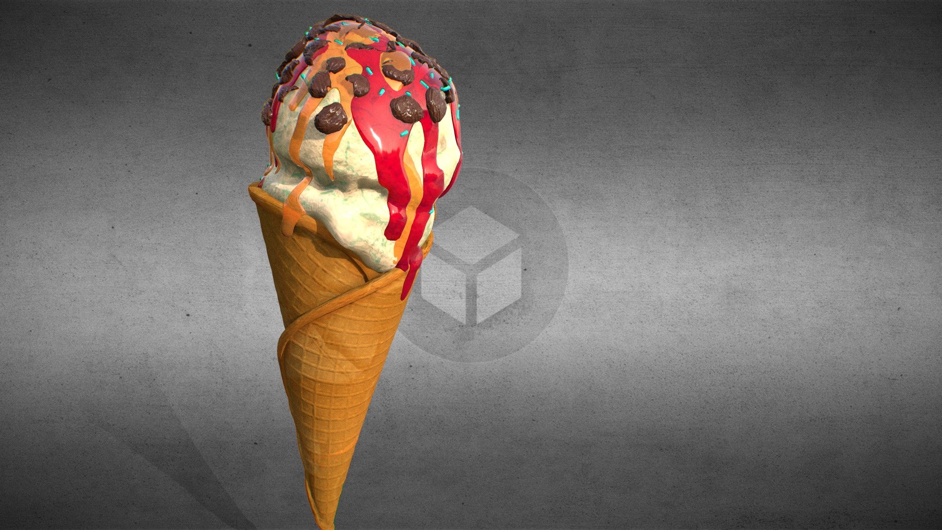 ice cream in a waffle cone - ice cream in a waffle cone - Buy Royalty Free 3D model by VRA (@architect47) 3d model