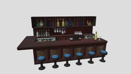 Bar bar, drink, wine, glasses, bottles, liquor